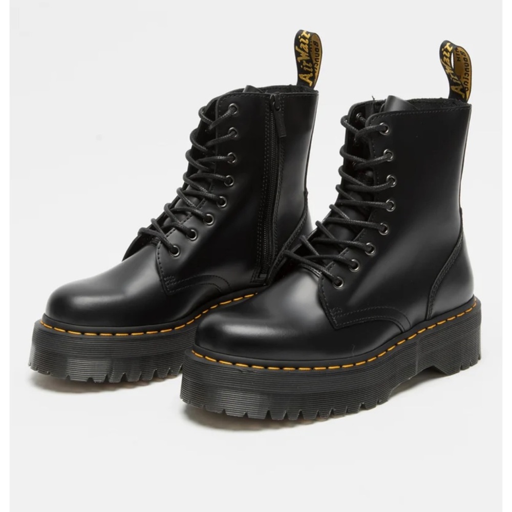 Dr. Martens Black Combat Moto Boots with Platform Sole
